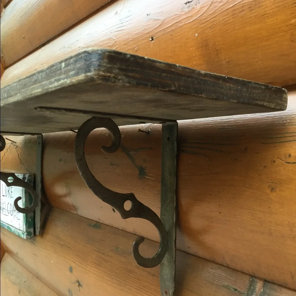 🍄  HANDMADE RUSTIC WOOD & METAL Accent SHELF OOAK